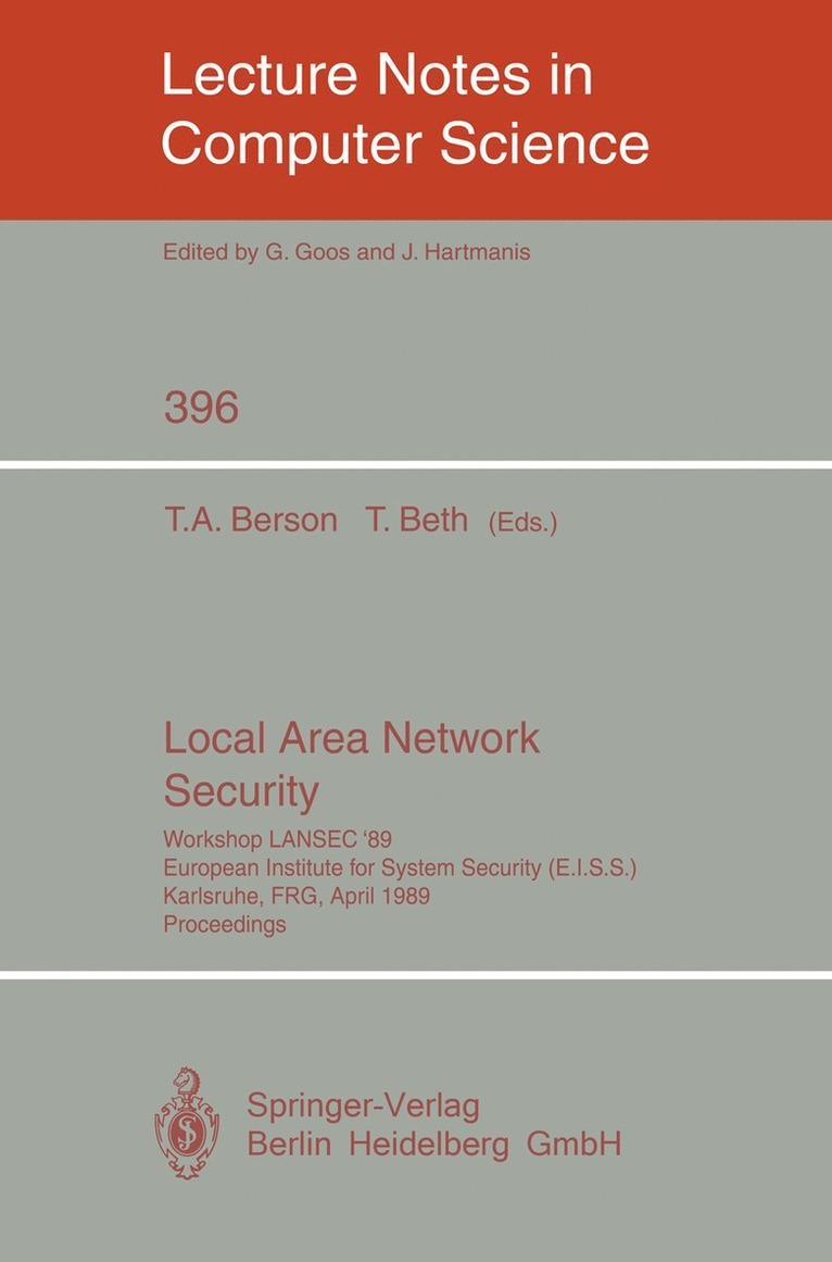 Thomas A. Berson, Thomas Beth - Local Area Network Security, Häftad