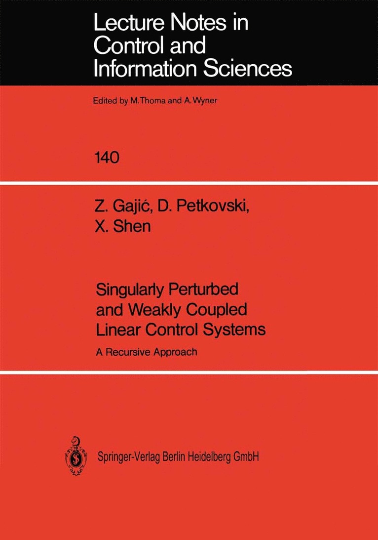 Singularly Perturbed and Weakly Coupled Linear Control Systems 1