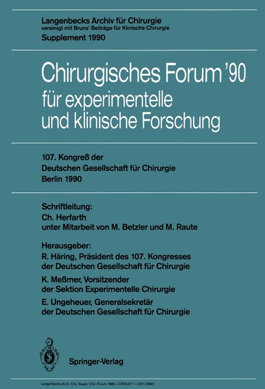 Rudolf Häring, Konrad Meßmer, Edgar Ungeheuer - 107. Kongreß der Deutschen Gesellschaft für Chirurgie Berlin, 17.–21. April 1990, Häftad