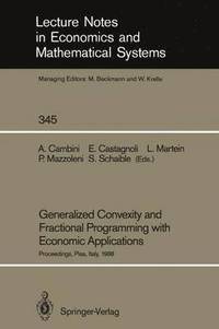 bokomslag Generalized Convexity and Fractional Programming with Economic Applications