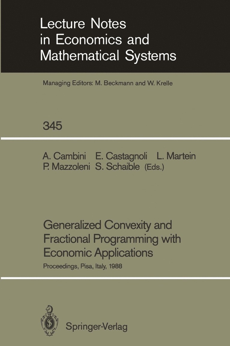 Generalized Convexity and Fractional Programming with Economic Applications 1