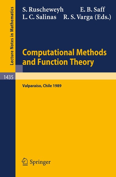 Stephan Ruscheweyh, Edward B. Saff, Luis C. Salinas, Richard S Varga - Computational Methods and Function Theory, Häftad