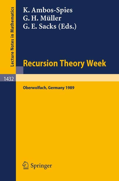 Klaus Ambos-Spies, Gert H. Müller, Gerald E. Sacks - Recursion Theory Week, Häftad