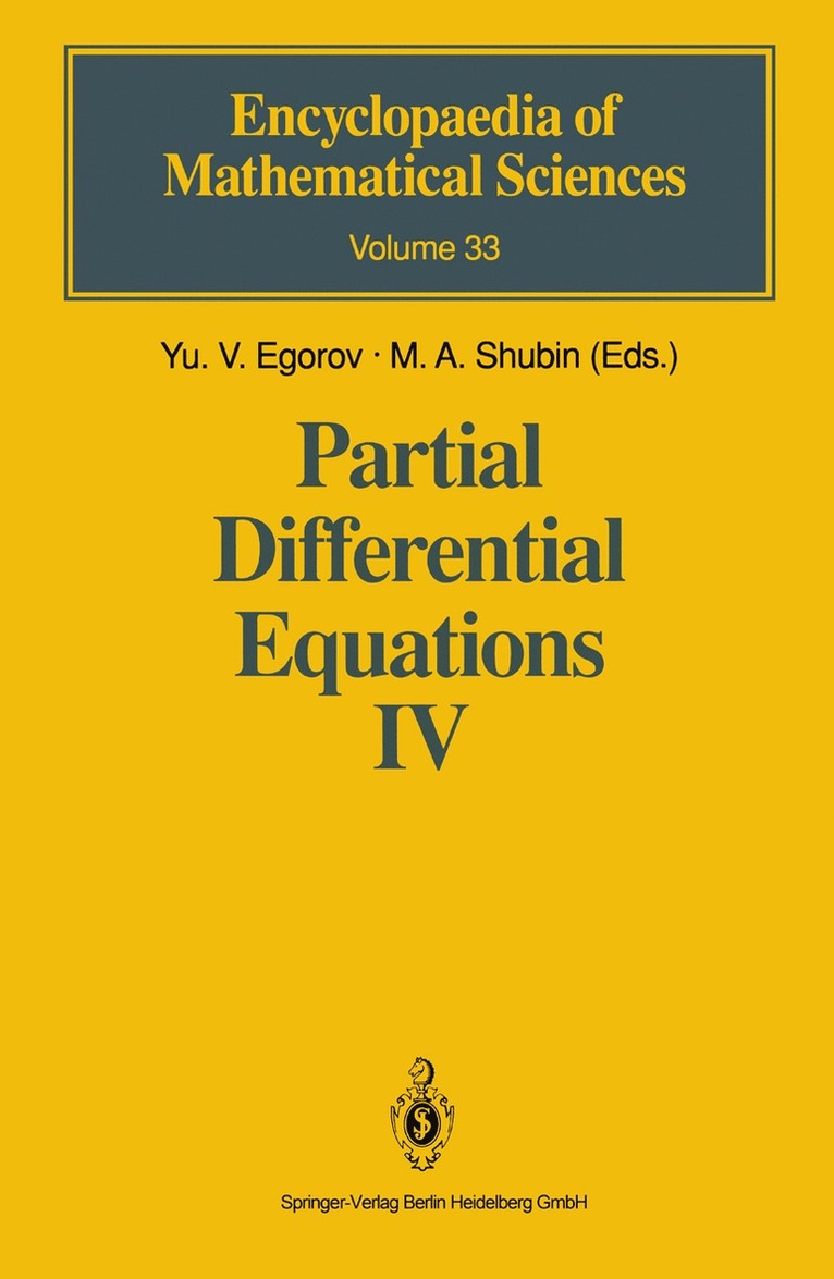 Yu.V. Egorov, M.A. Shubin, Yu V. Egorov, Yu. V. Egorov, M. A. Shubin - Partial Differential Equations IV, Inbunden