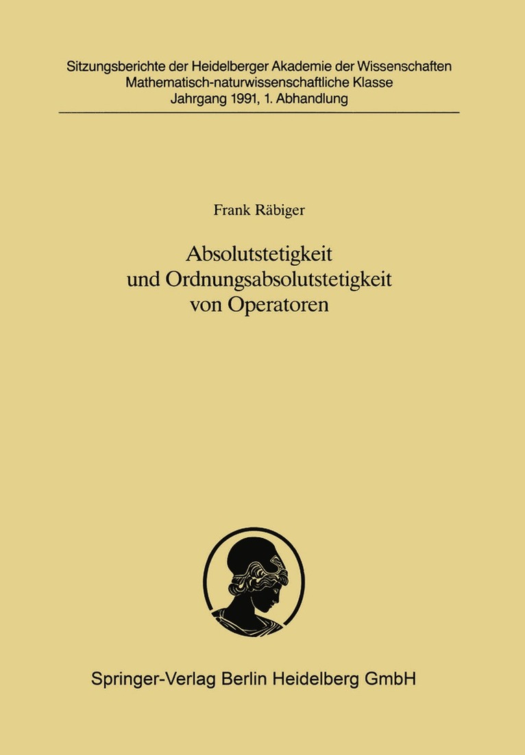 Absolutstetigkeit und Ordnungsabsolutstetigkeit von Operatoren 1