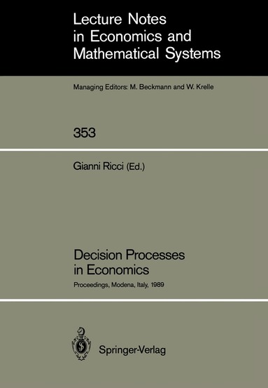 Gianni Ricci - Decision Processes in Economics, Häftad