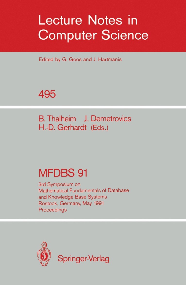 Bernhard Thalheim, Janos Demetrovics, Hans-Detlef Gerhardt - MFDBS 91, Häftad