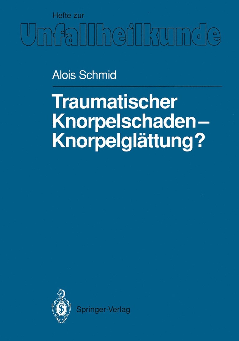 Alois Schmid - Traumatischer Knorpelschaden — Knorpelglättung?, Häftad