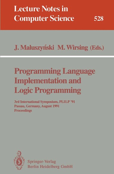 Jan Maluszynski, Martin Wirsing - Programming Language Implementation and Logic Programming, Häftad