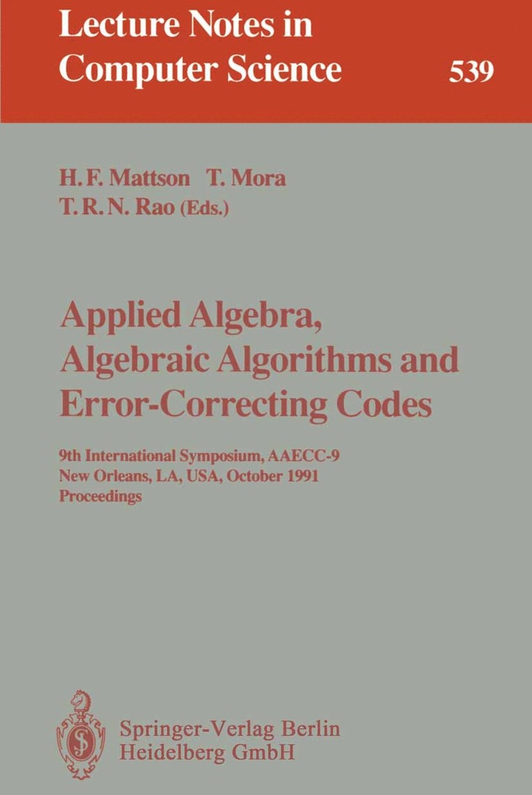 Applied Algebra, Algebraic Algorithms and Error-Correcting Codes 1