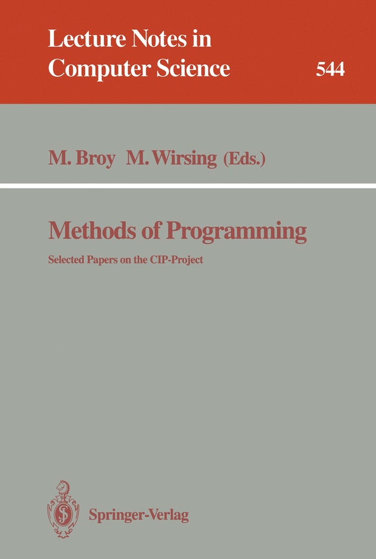 Manfred Broy, Martin Wirsing - Methods of Programming, Häftad