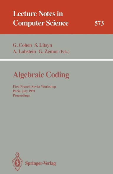 Gerard Cohen, Simon N. Litsyn, Antoine Lobstein, Gilles Zemor - Algebraic Coding, Häftad