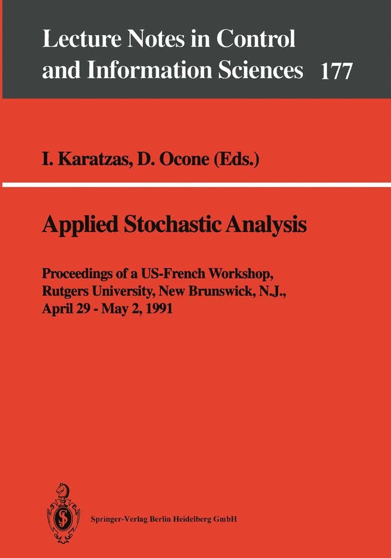 Ioannis Karatzas, Daniel Ocone - Applied Stochastic Analysis, Häftad
