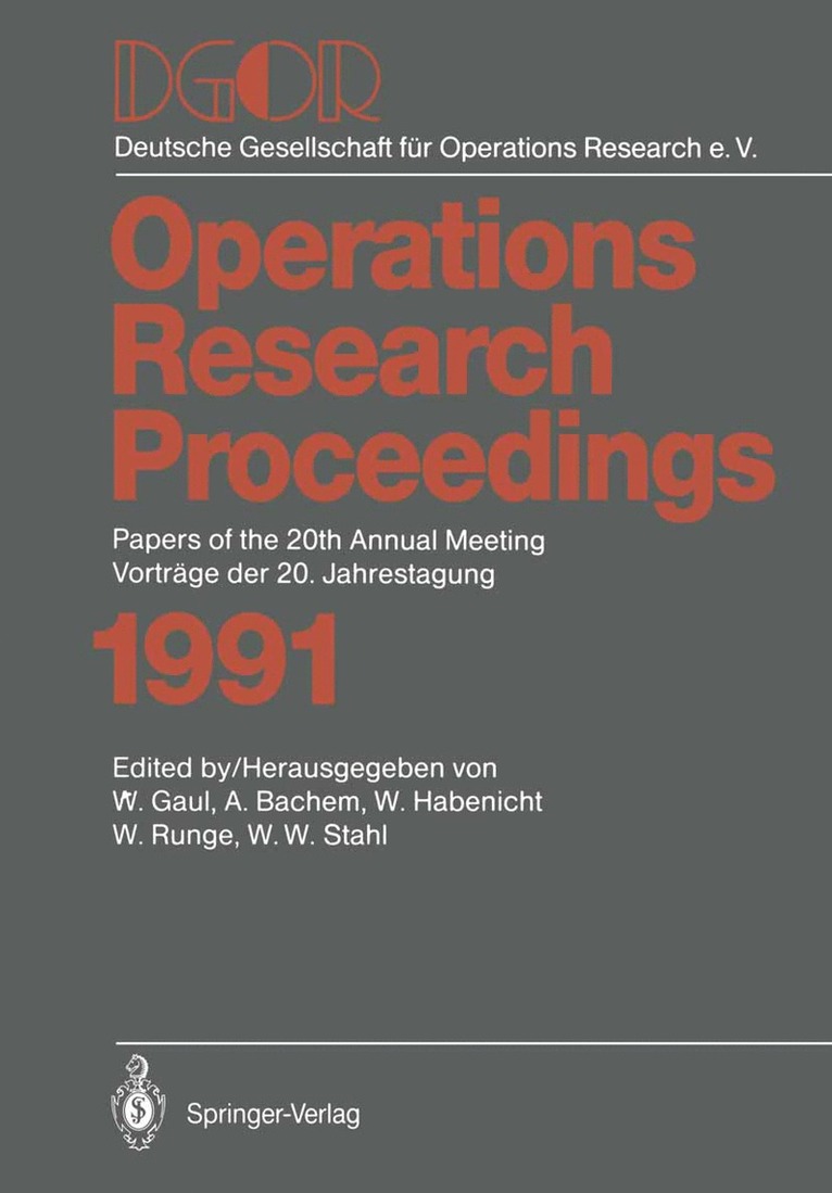 Wolfgang A. Gaul, Achim Bachem, Walter Habenicht, Walter Runge, Wolfgang W. Stahl, Wolfgang Gaul - DGOR, Häftad
