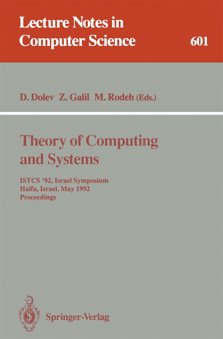 Danny Dolev, Zvi Galil, Michael Rodeh - Theory of Computing and Systems, Häftad