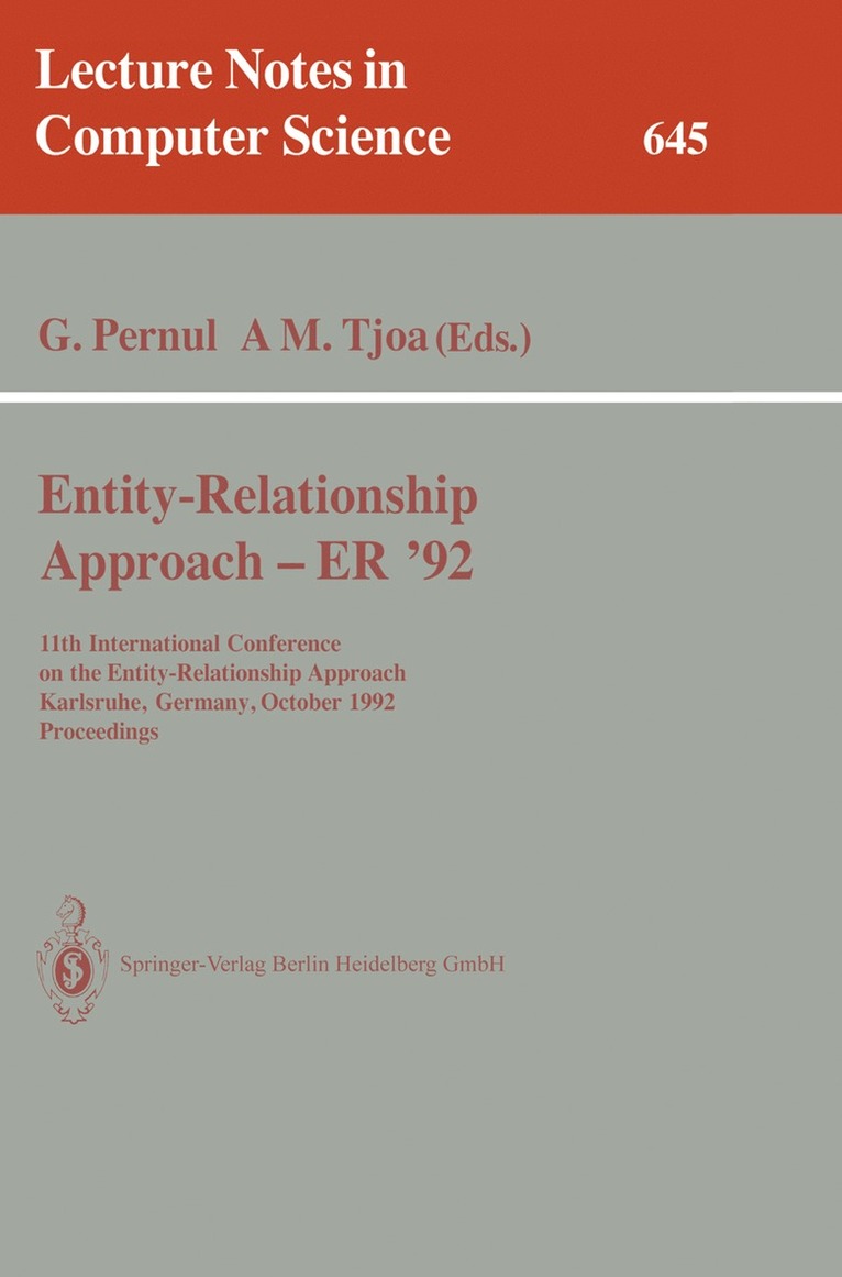 Gunther Pernul, A. Min Tjoa, Günther Pernul, A Min Tjoa - Entity-Relationship Approach - ER '92, Häftad