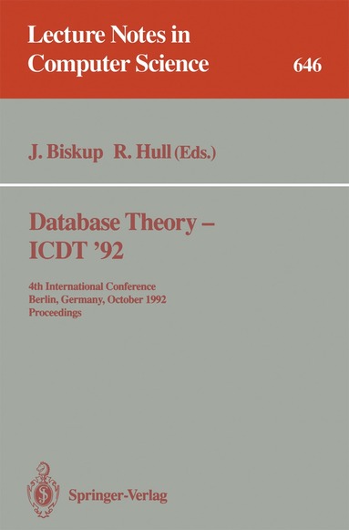 bokomslag Database Theory - ICDT '92