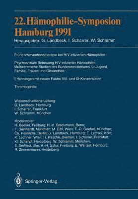 bokomslag 22. Hamophilie-Symposion Hamburg 1991