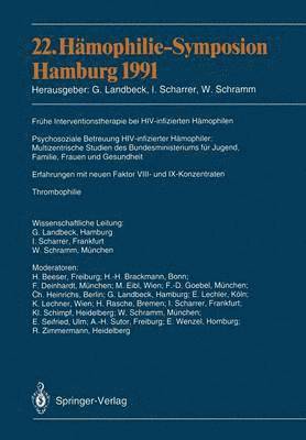 bokomslag 22. Hämophilie-Symposion Hamburg 1991