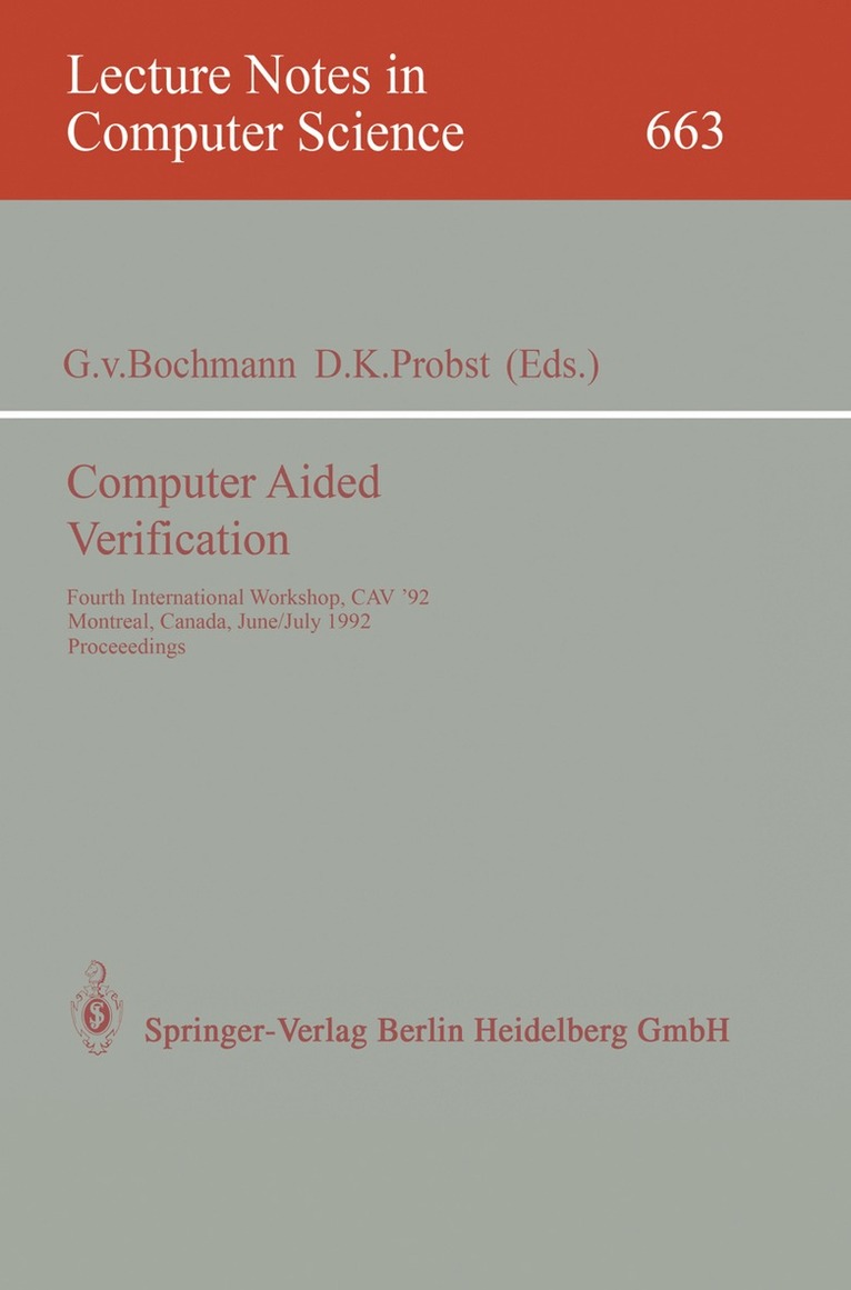 Gregor von Bochmann, David K. Probst, Gregor Von Bochmann - Computer Aided Verification, Häftad