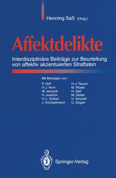 Henning Saß - Affektdelikte, Häftad