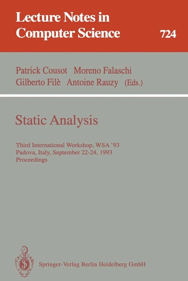 Patrick Cousot, Moreno Falaschi, Gilberto File, Antoine Rauzy - Static Analysis, Häftad