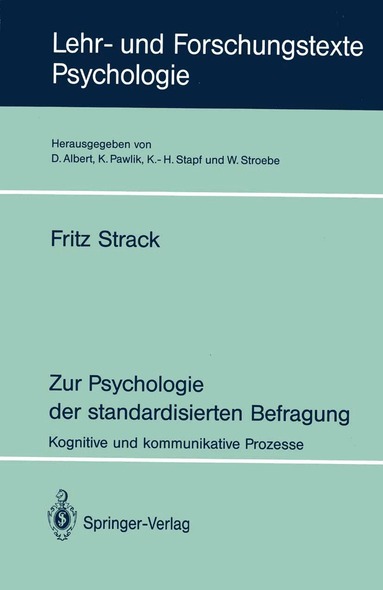 Fritz Strack - Zur Psychologie der standardisierten Befragung, Häftad