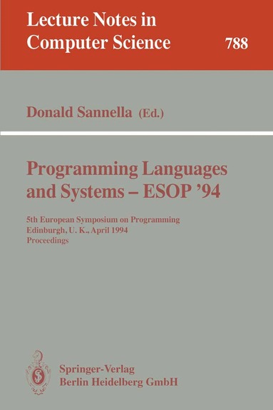 Donald Sannella - Programming Languages and Systems - ESOP '94, Häftad