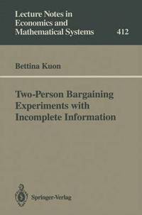 bokomslag Two-Person Bargaining Experiments with Incomplete Information