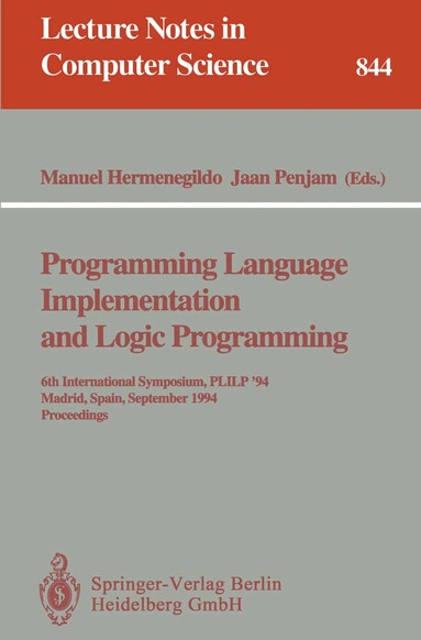 Manuel Hermenegildo, Jaan Penjam - Programming Language Implementation and Logic Programming, Häftad