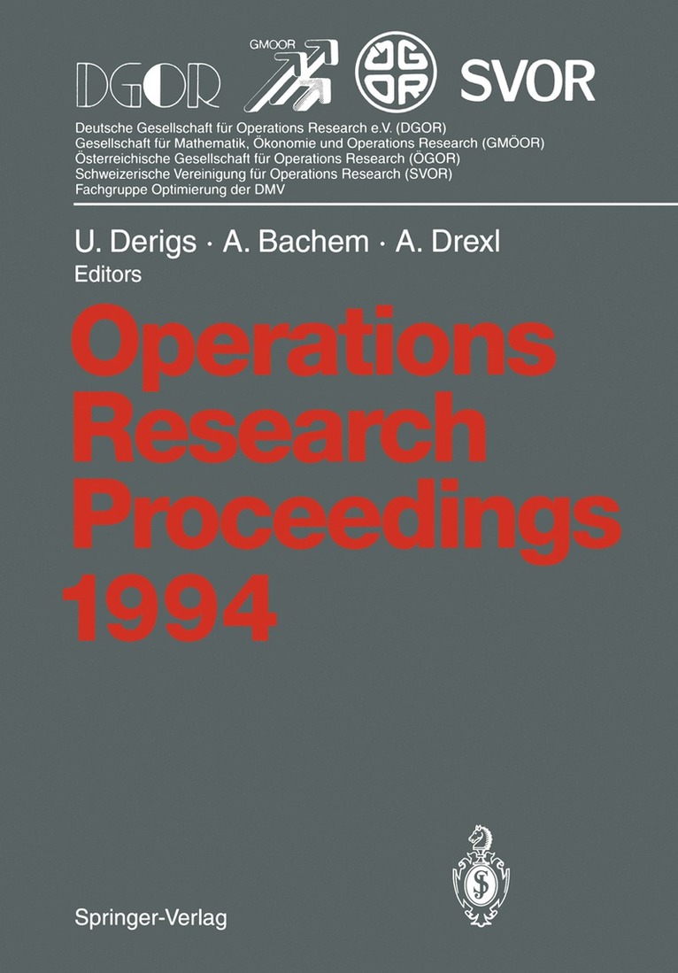 Ulrich Derigs, Achim Bachem, Andreas Drexl - Operations Research Proceedings 1994, Häftad
