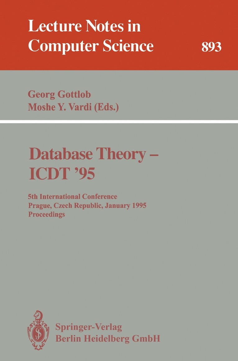 Georg Gottlob, Moshe Y. Vardi, Moshe y. Vardi - Database Theory - ICDT '95, Häftad