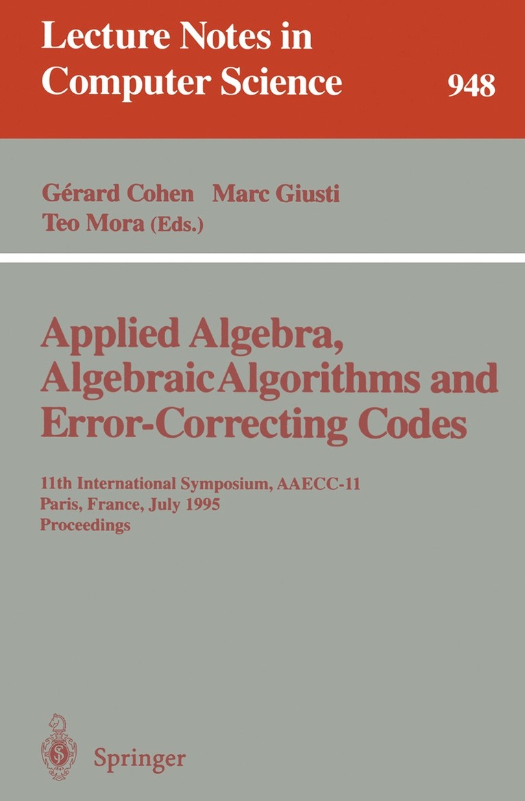 Applied Algebra, Algebraic Algorithms and Error-Correcting Codes 1