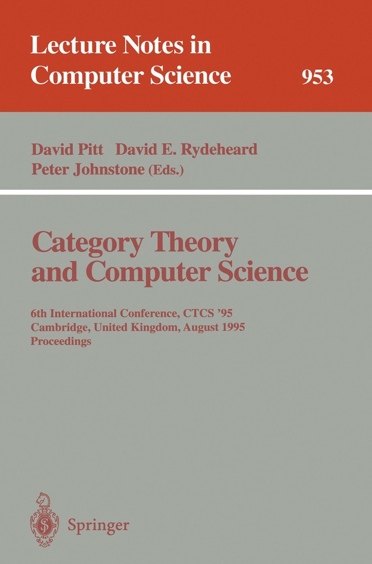 David Pitt, David E. Rydeheard, Peter Johnstone - Category Theory and Computer Science, Häftad