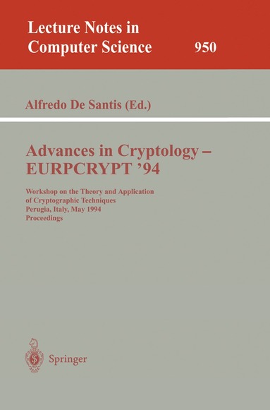 bokomslag Advances in Cryptology  EUROCRYPT '94