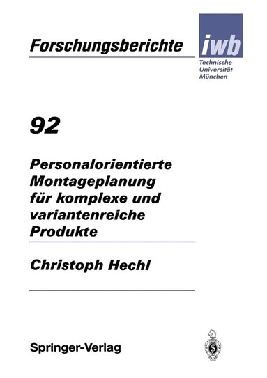 bokomslag Personalorientierte Montageplanung für komplexe und variantenreiche Produkte