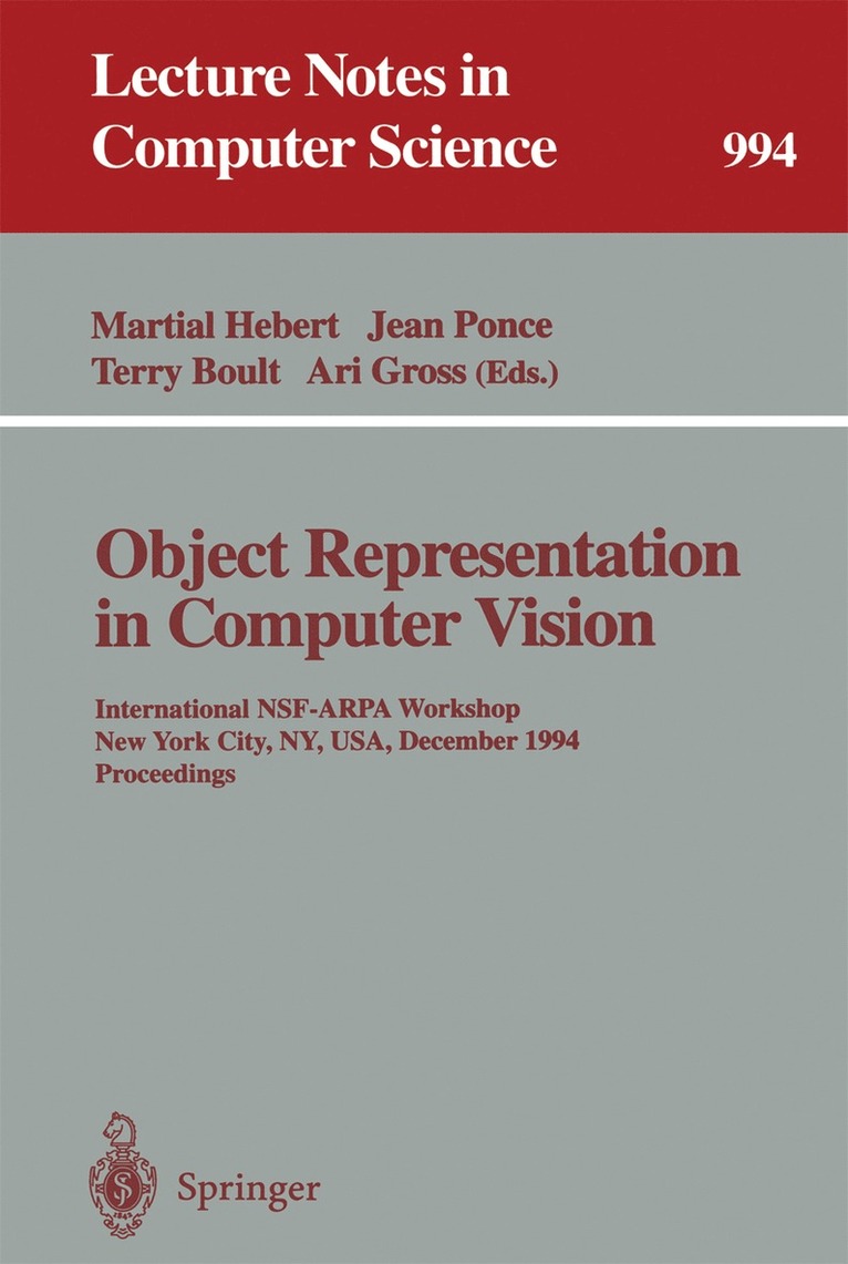 Martial Hebert, Jean Ponce, Terry Boult, Ari Gross - Object Representation in Computer Vision, Häftad