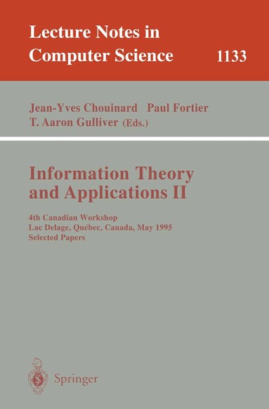 Jean-Yves Chouinard, Paul Fortier, T. Aaron Gulliver - Information Theory and Applications II, Häftad