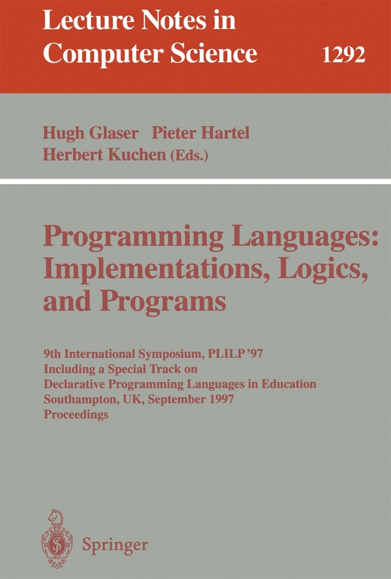 Programming Languages: Implementations, Logics, and Programs 1