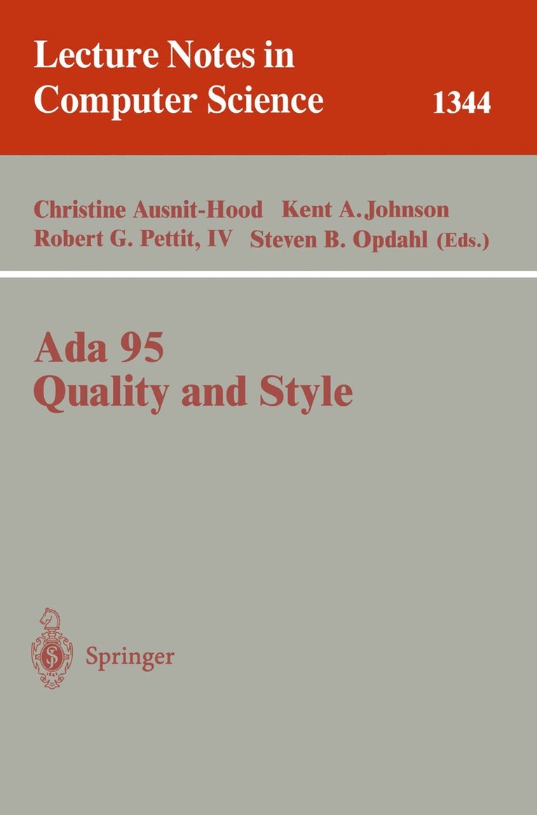 Christine Ausnit-Hood, Kent A. Johnson, Robert G. Pettit IV, Steven B. Opdahl - Ada 95, Quality and Style, Häftad
