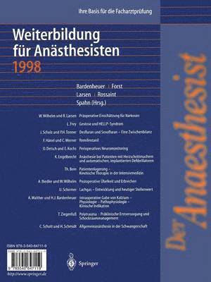 Der Anaesthesist Weiterbildung fr Ansthesisten 1998 1