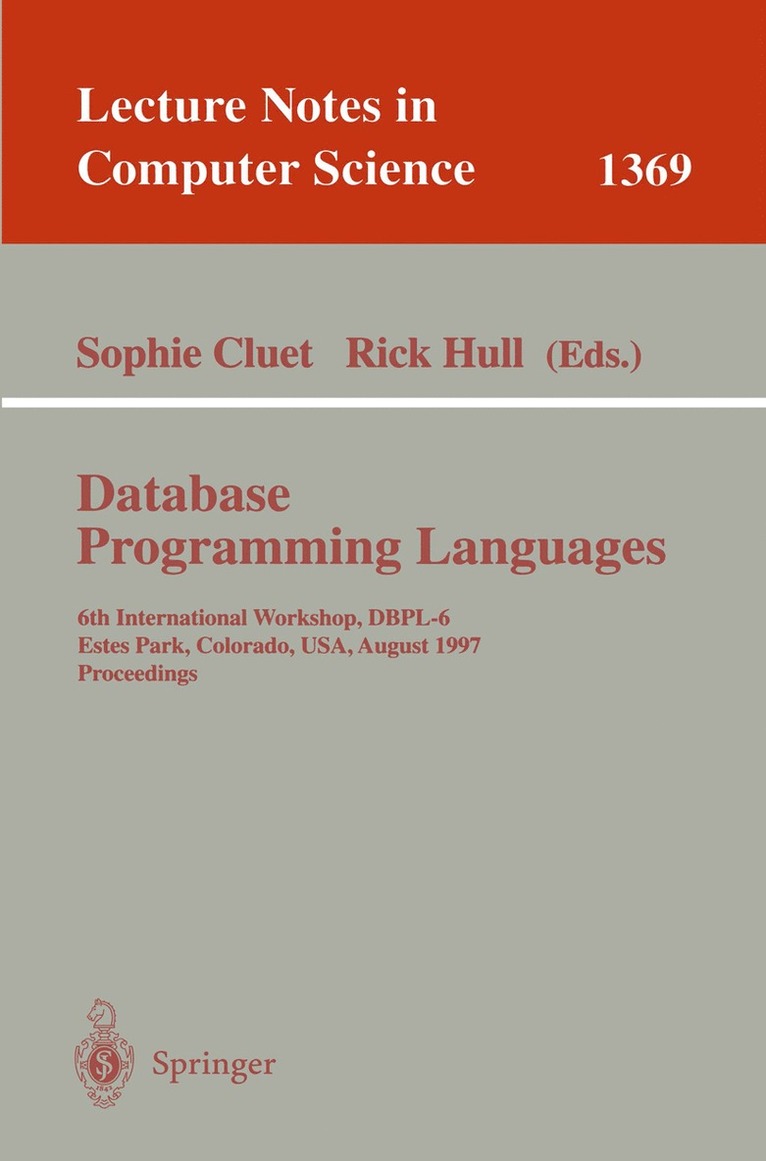 Sophie Cluet, Rick Hull - Database Programming Languages, Häftad