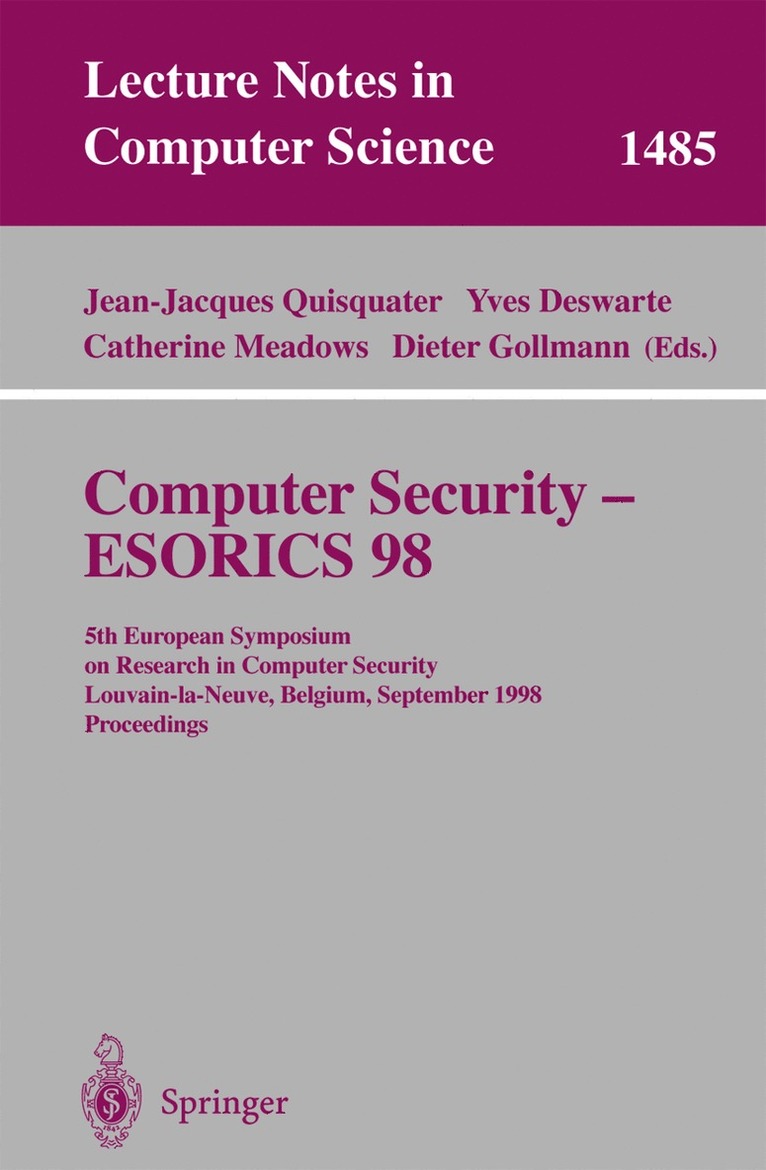 Computer Security - ESORICS 98 1