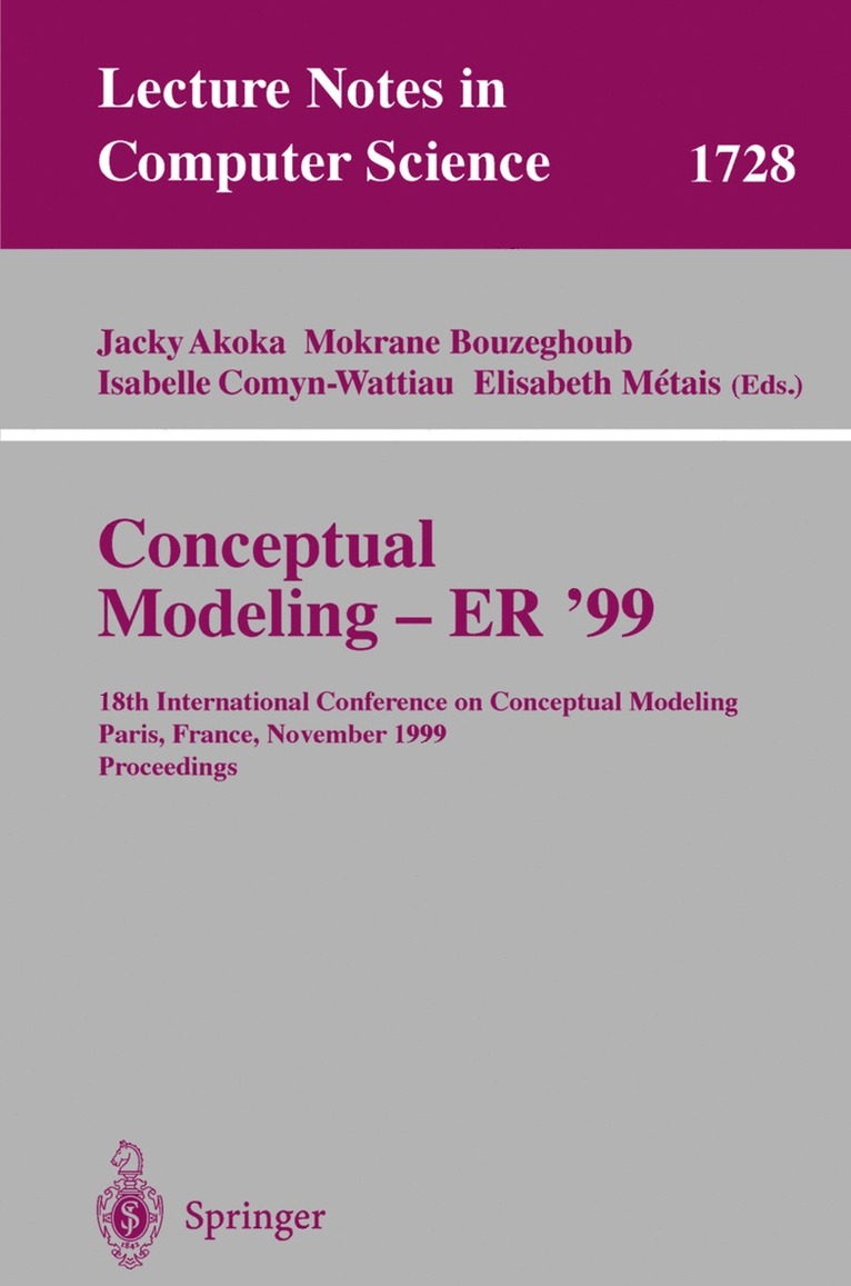 Jacky Akoka, Mokrane Bouzeghoub, Isabelle Comyn-Wattiau, Elisabeth Metais - Conceptual Modeling ER'99, Häftad