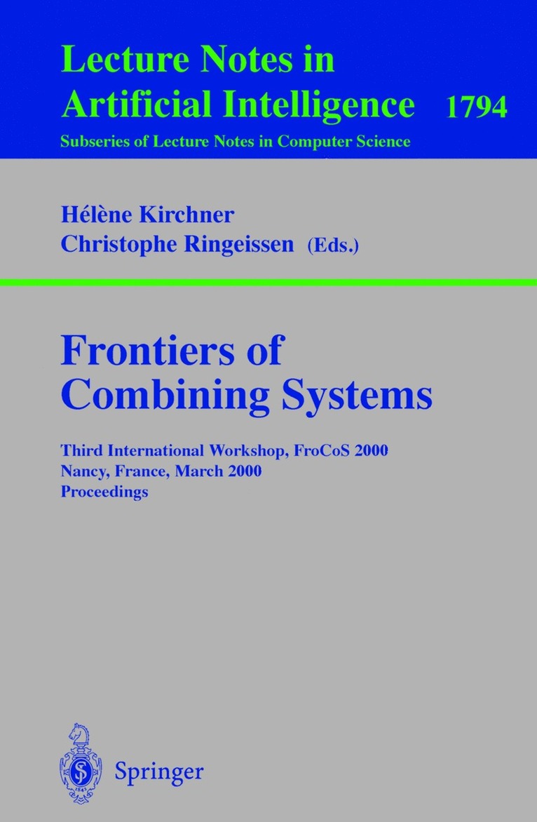 Helene Kirchner, Christophe Ringeissen - Frontiers of Combining Systems, Häftad