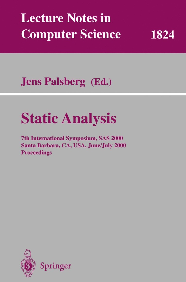 Jens Palsberg - Static Analysis, Häftad