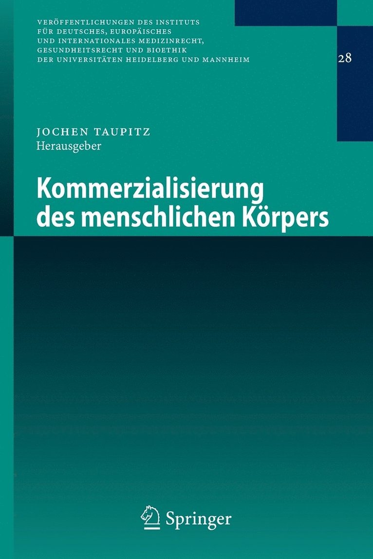Jochen Taupitz - Kommerzialisierung des menschlichen Körpers, Häftad