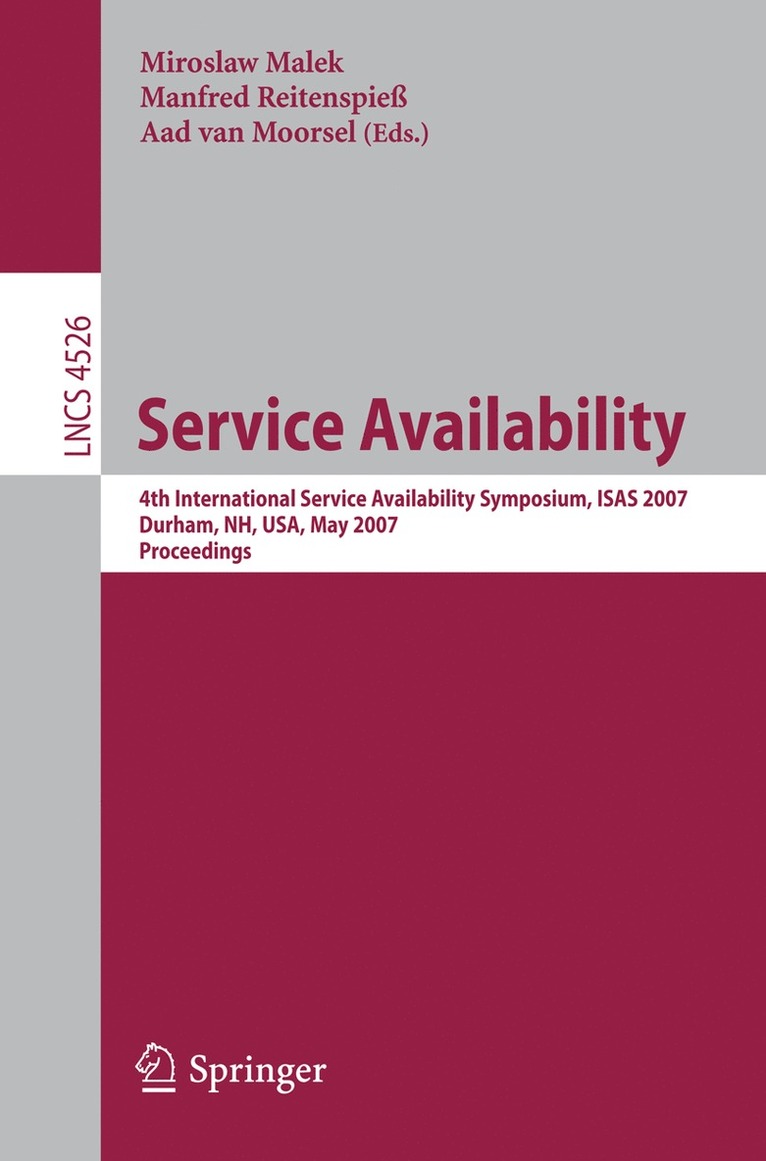 Miroslaw Malek, Manfred Reitenspieß, Aad van Moorsel - Service Availability, Häftad