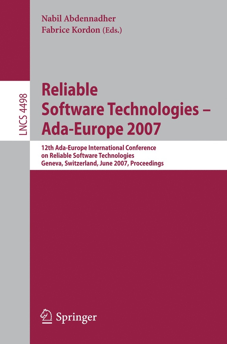 Nabil Abdennahder, Fabrice Kordon - Reliable Software Technologies - Ada-Europe 2007, Häftad