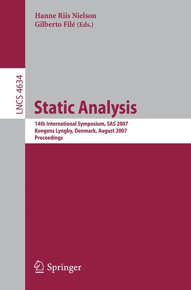 Hanne Riis Nielson, Gilberto Filé - Static Analysis, Häftad